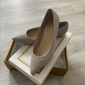 Vionic Womens Lena Lzrd Gray Ballet Flats Comfort Slip On Pointed Toe Size 8-9